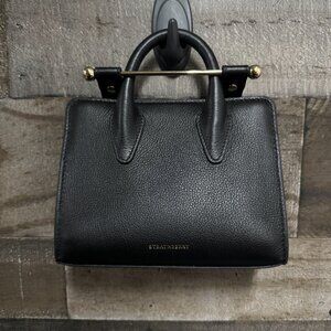 Strathberry Nano Tote NWT Black Leather Gold Hardware Storage Bag